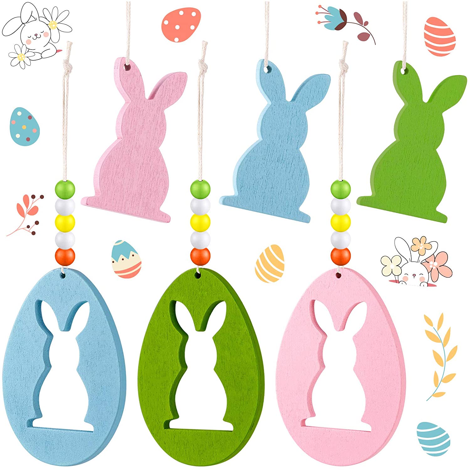 Buy Anjetan 4PCS Easter Wood Animal Ornament Creative Cartoon Ornament  Wooden Hanging Ornament Wood Animal Ornament for Easter Ornament Online at  Low Prices in India 